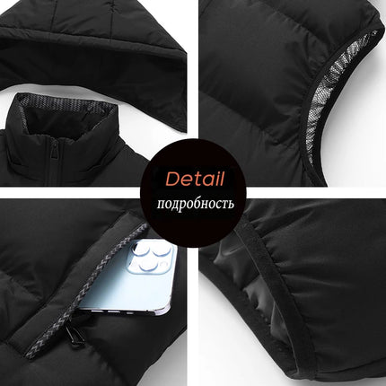 Winter Men Thicken Warm Sleeveless Vests Mens Autumn Detachable Hat Outwear Hooded Waistcoat Vest Jackets Mens Casual Vests Male