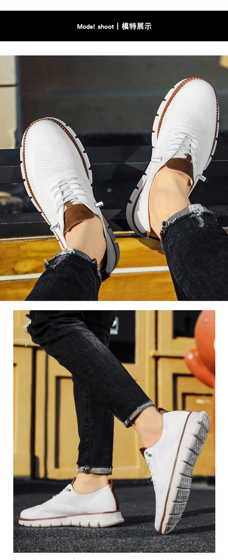 Scarpe Eleganti Casual da Uomo, Sneakers da Passeggio alla Moda, Oxford in Rete per il Lavoro, Leggere con Suola Morbida
