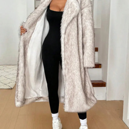 ZADORIN 115cm Long Faux Fox Fur Coat Woman High Street Warm Furry Jacket Faux Fur Coats Woman Winter Clothes White Fur Faux Coat