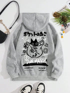 Japan Style Black Cat Hoodie Men Women Outdoor Street Casual Fashion Sport Cartoon Longsleeve Adult Autumn Winter Sweatshirt Top