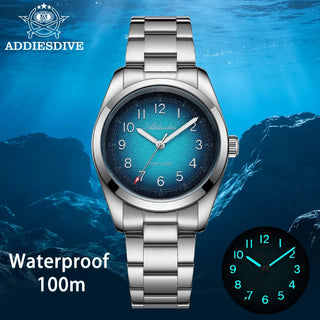 ADDIESDIVE Men's Vintage Quartz Watch 100M Waterproof Sapphire Glass Super Luminous Stainless Steel Classic Wristwatches AD2553