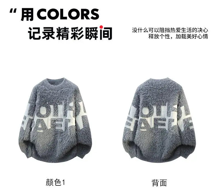 2026 Winter Fashion Sweater Men Casual Knit Pullovers Mens Thick Warm letter pattern Sweaters Men's Daily Warm sweaters male