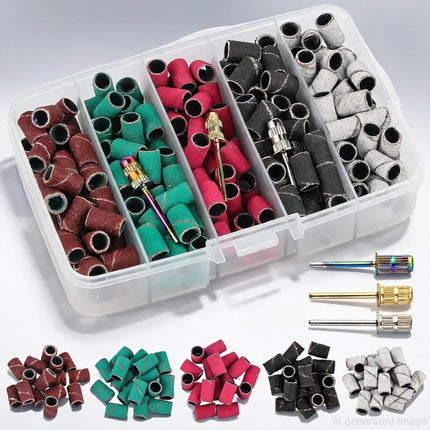 Nail Sanding Ring Bands 80/120/180/240 Grit Electric Manicure Drill Grinding Heads UV Gel Polish Removal Pedicure Abrasive Tools 2028