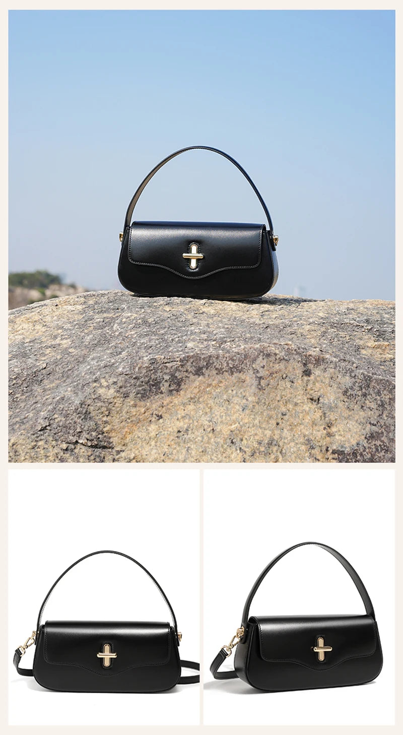 2025 New Genuine Leather Women's Bag Luxury Stick Bag Senior Designer Shoulder Bag Fashion Handbag Commuter