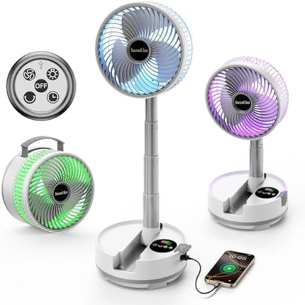 Nuovo ventilatore pieghevole da 20000 mAh con telecomando/luce/timer Ventilatore da campeggio oscillante staccabile a 9 velocità Ventilatore da campeggio portatile ricaricabile