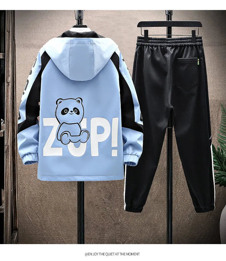 Spring Autumn Men Tracksuit Set Casual Sportswear Hooded Jackets Pants 2 Piece Sets Hip Hop Running Sports Suit