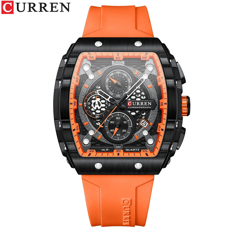 CURREN Orologio da uomo alla moda, marchio unico, design quadrato, lusso, nastro sportivo al quarzo, orologi da uomo impermeabili platinumshop