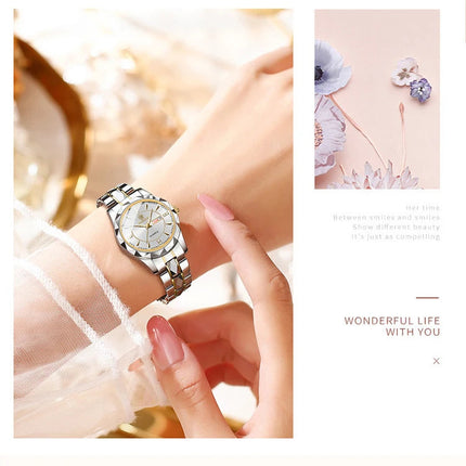 BINBONG Orologi da donna Orologio al quarzo da donna di moda di lusso Orologio da polso in acciaio inossidabile con data luminosa impermeabile Regalo per gli amanti della fidanzata platinumshop