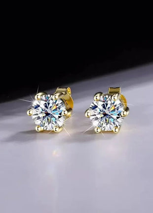 Orecchini a lobo QMSHR con moissanite da 0,5-2 carati, placcati oro giallo 18K, in argento 925, per matrimonio, gioielli da donna e uomo con certificato GRA platinumshop