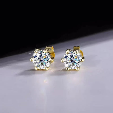 Orecchini a lobo QMSHR con moissanite da 0,5-2 carati, placcati oro giallo 18K, in argento 925, per matrimonio, gioielli da donna e uomo con certificato GRA platinumshop