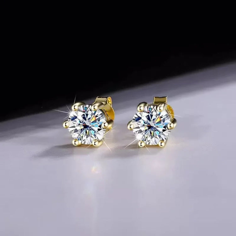 Orecchini a lobo QMSHR con moissanite da 0,5-2 carati, placcati oro giallo 18K, in argento 925, per matrimonio, gioielli da donna e uomo con certificato GRA platinumshop