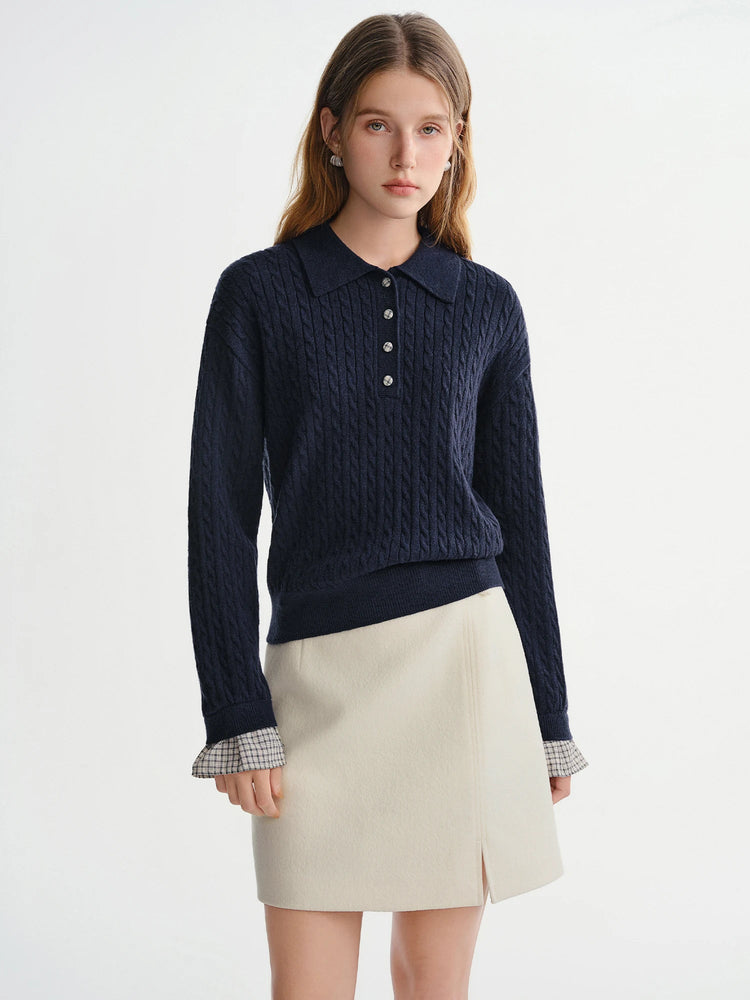 DUSHU Classic Long and Short Elastic Waist A-line Skirt 2025 Winter Skirt for Women Solid Simple Commuting Office Ladies College PlatiNum