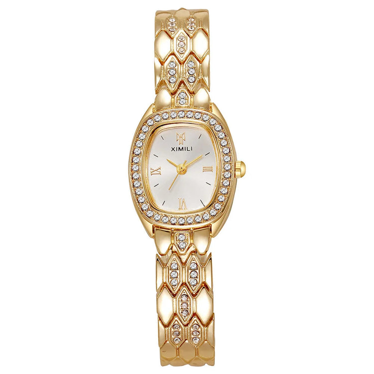 Orologio al quarzo moda donna placcato oro di lusso Semplice cinturino con fibbia di qualità per orologio da lavoro in acciaio inossidabile a forma di botte di Roma platinumshop