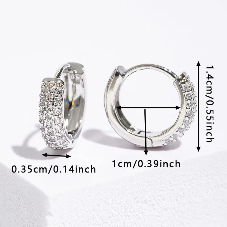 Luxury Zirconia Pave Wide Big Hoop Earrings Women Men Unisex Huggies Earrings Hip Hop Jewelry Bridal Wedding Accessories Gift PlatiNum