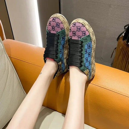 Spring 2025 New Khaki Crystal Women's Sneakers Fashion Versatile Casual Ladies Party Shiny Female Shoes
