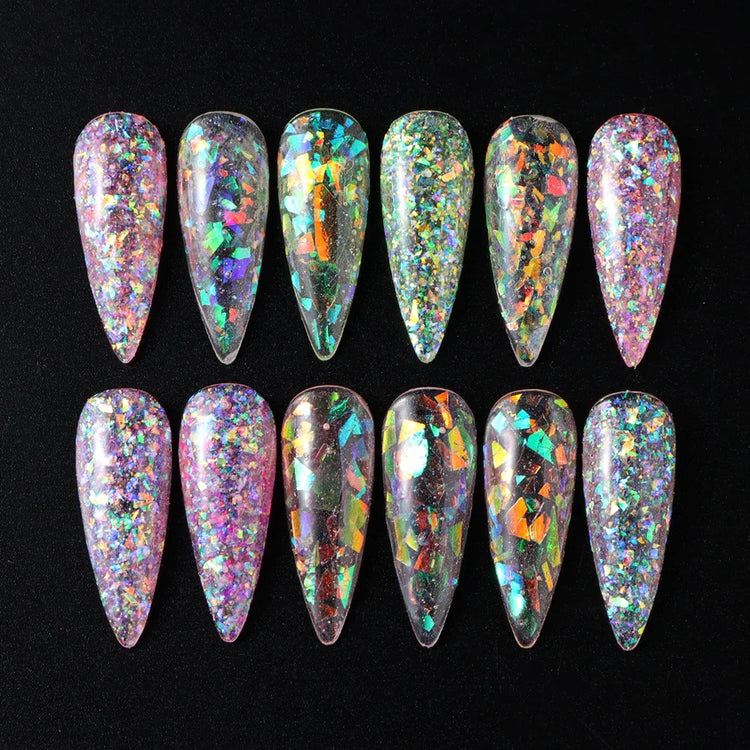12 Grids Aurora Chameleon Nail Glitter Flakes Irregular Crystal Glass Sequins Powder Shiny Mermaid Paillette Nail Art Decoration 2026