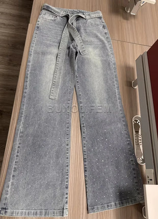 Pantaloni jeans a gamba dritta forati da donna 2025 Pantaloni larghi alla moda Y2k Streetwear Outfit Jeans larghi a gamba larga Pantaloni da donna