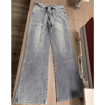 Pantaloni jeans a gamba dritta forati da donna 2025 Pantaloni larghi alla moda Y2k Streetwear Outfit Jeans larghi a gamba larga Pantaloni da donna