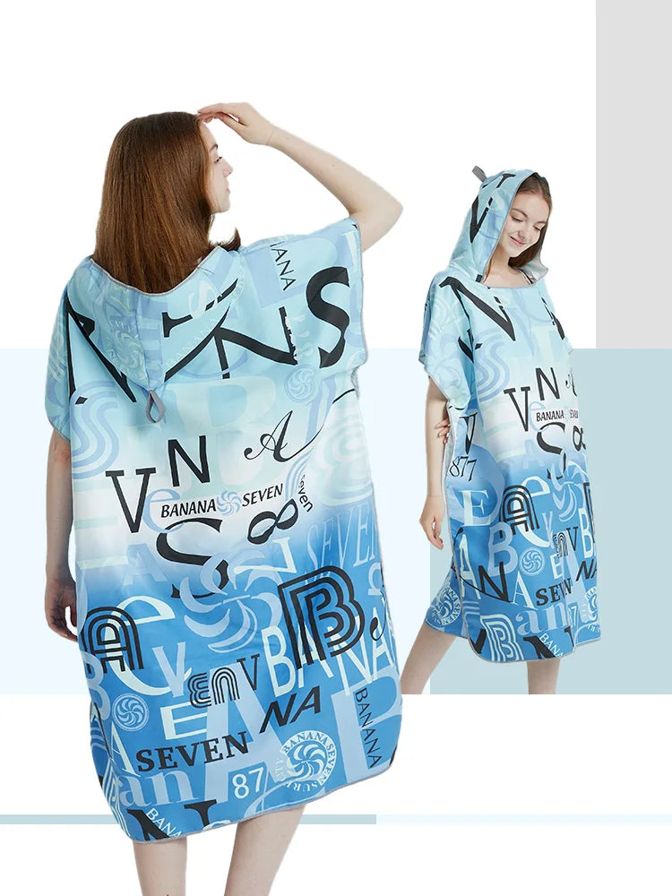 Poncho da Surf asciugamano Poncho asciugamano ad asciugatura rapida felpa con cappuccio in microfibra Beach Robe cambio Poncho asciugamano da bagno Poncho da spiaggia per adulti (A12)