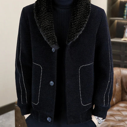 Casual Winter Men's Slim White Duck Down Jackets Warm Short Fur Collar Puffer Woolen Coat Outwear Thicken Windproof Top Clothing