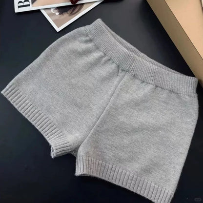 Hot Sexy Knit Shorts Women Korean Fashion Casual Outerwear Sheath Mini Pants 2025 Spring Solid Versatile Y2k Streetwear