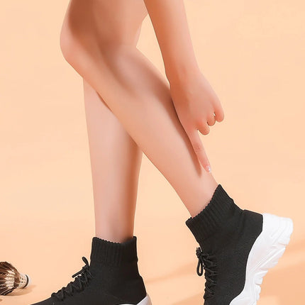 Women Casual Mesh Shoes Fashion Knitted Socks Shoes Chunky Shoes Slip-on Casual Sneakers Men Light Breathable Walking Footwear PlatiNum