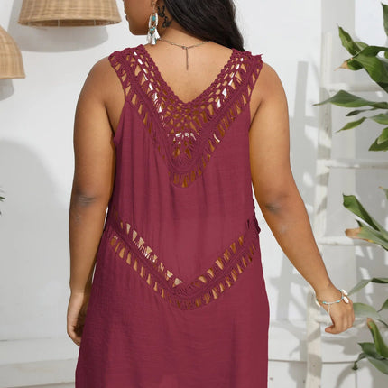 Costumi da bagno di grandi dimensioni per le donne copricostume Bikini estivo copricostume da bagno con scollo a v lavorato a maglia solido taglie forti XL XXL abbigliamento da spiaggia rosso 2025 platinumshop