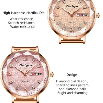 Orologio da donna POEDAGAR di alta qualità, in acciaio inossidabile, raffinato orologio da polso a bracciale, impermeabile, luminoso, elegante, orologio da donna, Reloj platinumshop