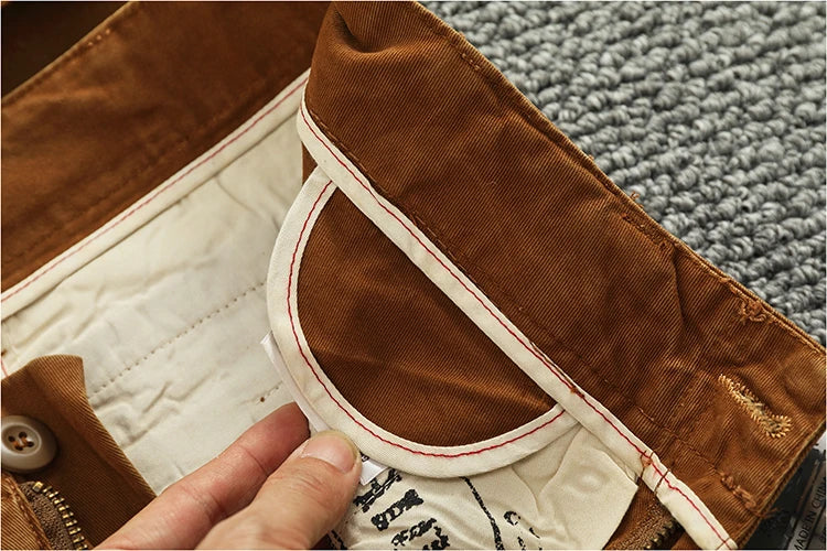 Spring And Autumn New American Retro 100% Cotton Multi-pocketed Washed Old Straight Casual Pants Loose Fashion Cargo Trousers