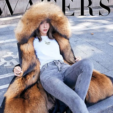 Women Cotton coat Winter Jacket Female thick warm Parkas hooded Outwear large sizeInner liner removable fur over knee Overcoat