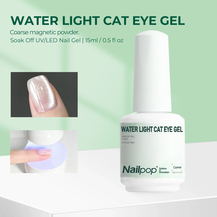 Nailpop Cat Eye Gel Polish 15ml HEMA/TPO Free Magnetic Nail Varnish Coarse Fine Glitter Particles Effect UV/LED Cured DIY 1pc