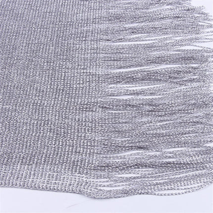 Abito copricostume da spiaggia lavorato a maglia trasparente con nappe sexy con frange Tunica in rete lucida per costumi da bagno da donna Abito da spiaggia leggero con copertura in rete platinumshop