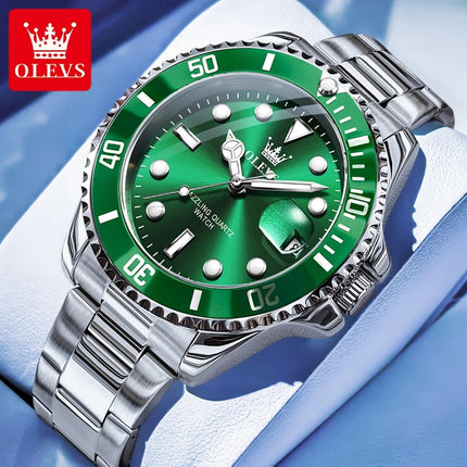 OLEVS 5885 Orologio da uomo Orologio al quarzo impermeabile di marca originale Cinturino in acciaio inossidabile Data automatica Orologi da regalo da uomo per uomo platinumshop