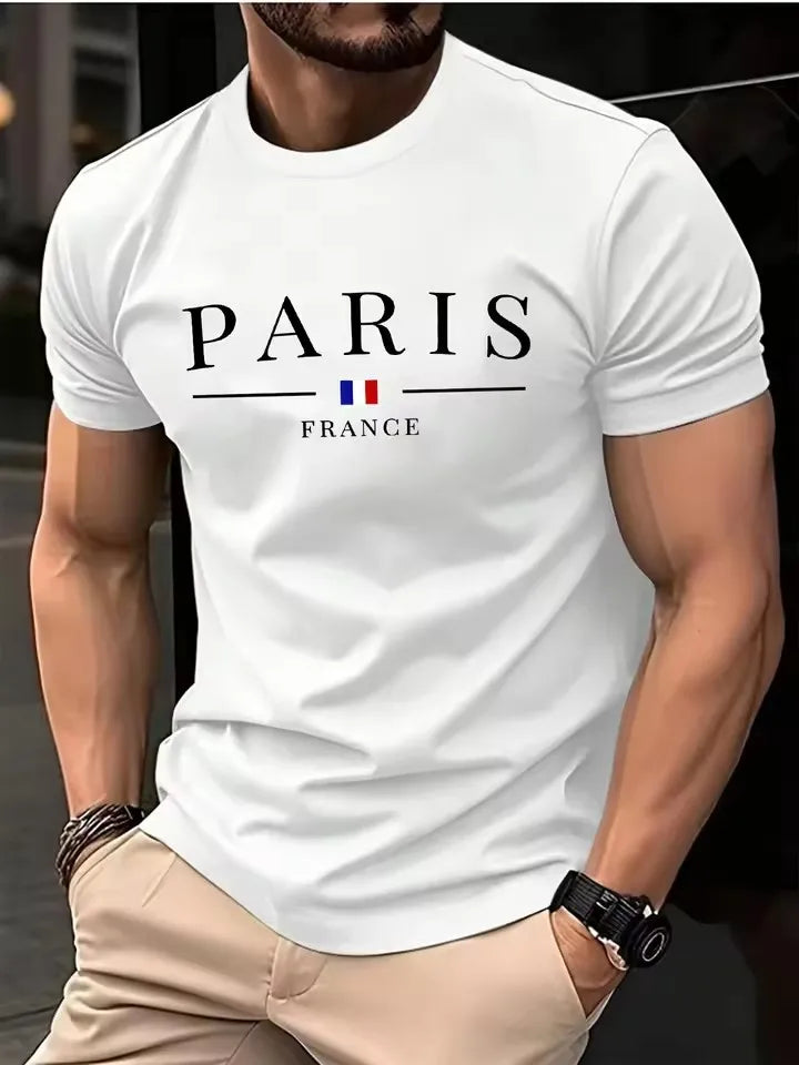 T-shirt estiva da uomo con stampa 3D a lettere, t-shirt personalizzata hip hop street style, top casual da uomo.