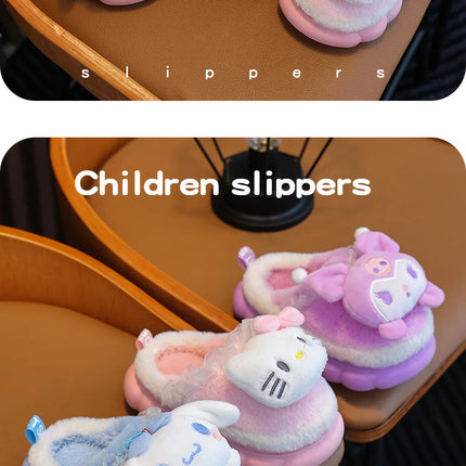 Winter Family Plush Slippers, Parent-Child Match Cartoon Indoor Home Shoes, Cozy Cotton-Lined Non-Slip Slides for All Ages