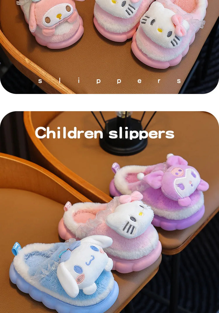 Winter Family Plush Slippers, Parent-Child Match Cartoon Indoor Home Shoes, Cozy Cotton-Lined Non-Slip Slides for All Ages