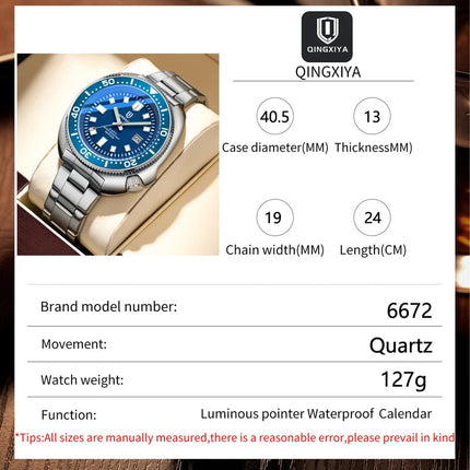QINGXIYA Orologi al quarzo da uomo di lusso delle migliori marche Cinturino in acciaio inossidabile di alta qualità Orologio sportivo di moda con data luminosa impermeabile platinumshop