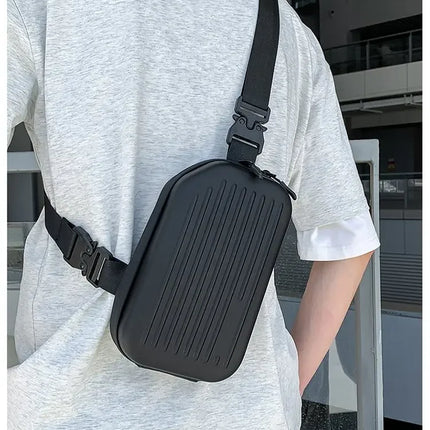 Borsa a tracolla rigida nera, leggera e portatile, per adulti, ideale per il trasporto quotidiano, lo shopping, le brevi camminate all'aperto e l'uso quotidiano.