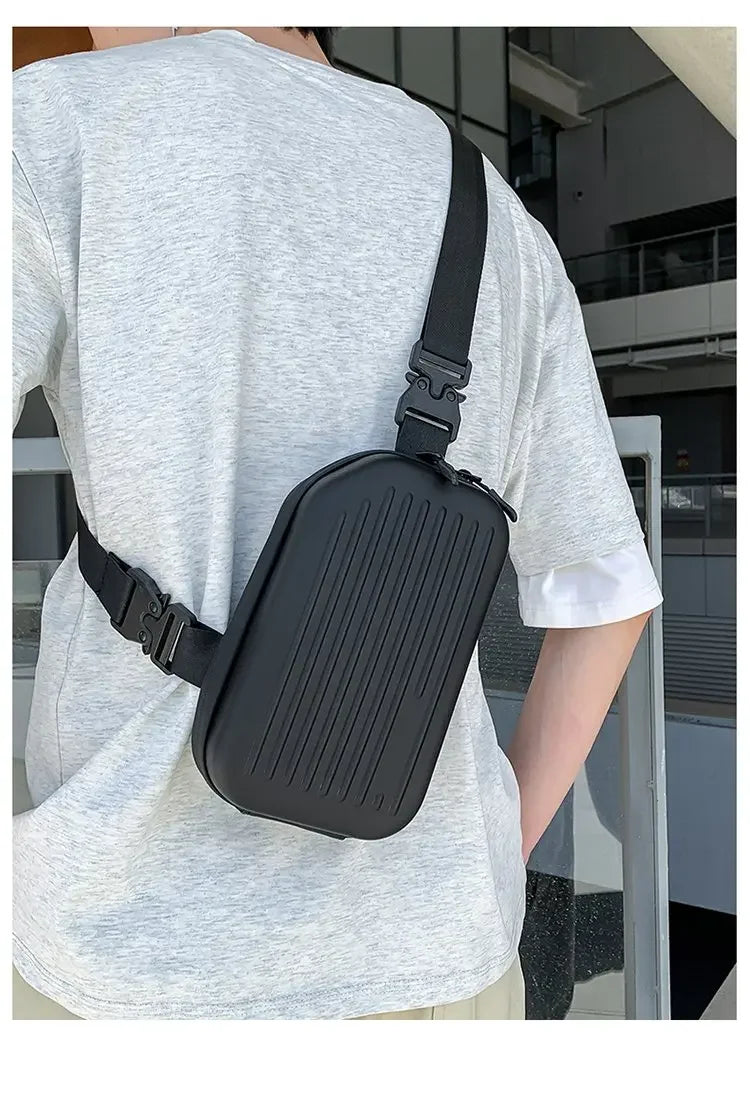 Borsa a tracolla rigida nera, leggera e portatile, per adulti, ideale per il trasporto quotidiano, lo shopping, le brevi camminate all'aperto e l'uso quotidiano.