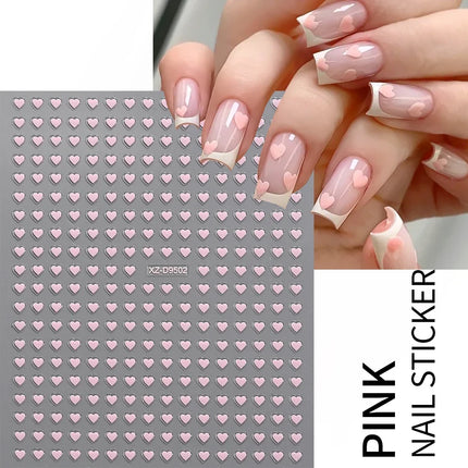 8pc 3D Mixed Color Heart Nail Stickers Valentines' Day Sweet Red Pink Love Selfadhesive Nail Decoration Decals Manicure 2027