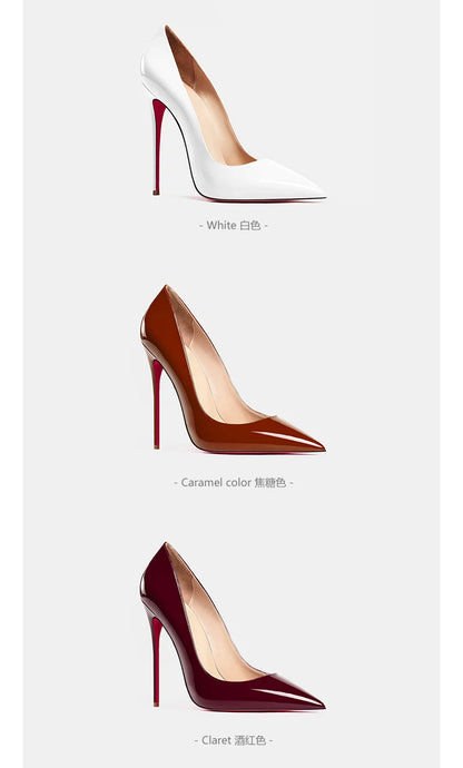 Designer Heels for women leather Luxury Brand Pumps Red Bottom Pointed Toe High Heels Elegant Stiletto Ladies Party Shoes women