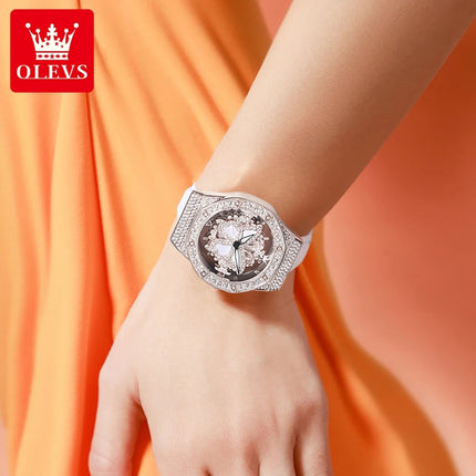 OLEVS 9996 Orologio Elegante di Lusso da Donna, Orologio al Quarzo Scheletrato, Impermeabile, con Quadrante Luminoso e Diamanti, Regalo Originale platinumshop