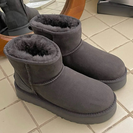 Classic Short Women's 2027 New Winter Warm Wool Thick Sole Genuine Leather And Fur Snow Boots