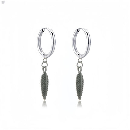 Long Hanging Crosses Leaves Pendants Hoops Woman Earrings Man Vintage Stainless steel Hip Hop Ear Piercing Jewelry Accessories PlatiNum