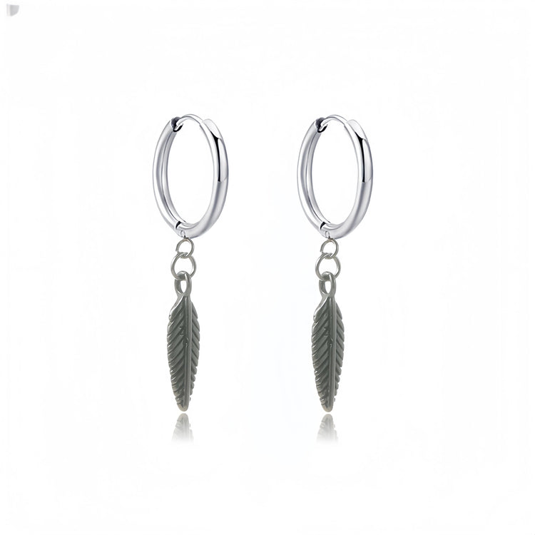 Long Hanging Crosses Leaves Pendants Hoops Woman Earrings Man Vintage Stainless steel Hip Hop Ear Piercing Jewelry Accessories PlatiNum