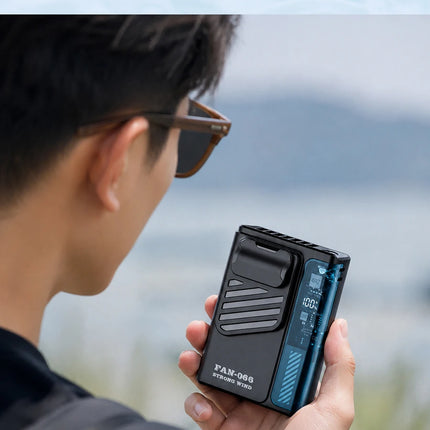 Nuovo Ventilatore Portatile da Cintura per Esterni 4000mAh USB, Mini Ventilatore Multifunzione con 5 Velocità e Display Digitale, Ricaricabile