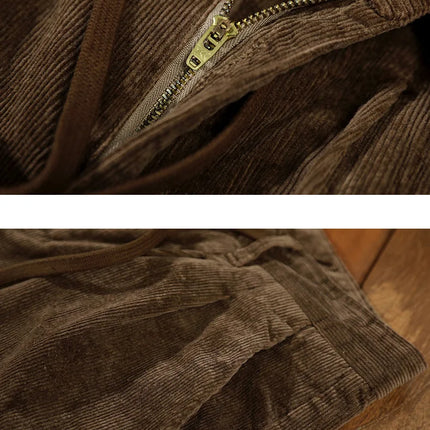 Autumn Winter Classic Cotton Corduroy Casual Mens Pants Comfortable Retro Big Pocket Drawstring Cargo Trousers AZ324