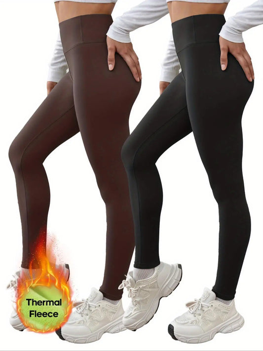 Women's High Waist Fleece Lined Leggings, Tummy Control, Four-Way Stretch, Breathable Warm, Perfect for Winter Sports & Casual W