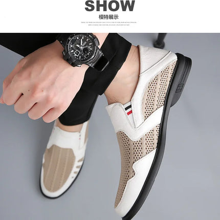 Scarpe basse formali estive maschili Scarpe casual traspiranti da uomo Scava fuori mocassini da uomo Mocassini fantastici Scarpe da esterno slip on fatte a mano