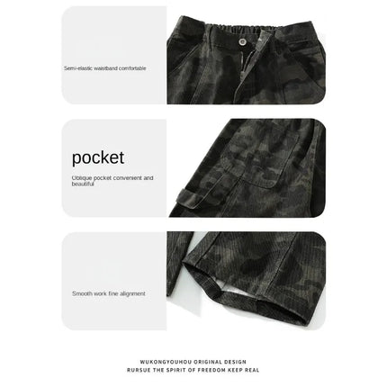 2026 Autumn Winter Mens Camouflage Flare Jeans American Dark Street Style Slim Fit Niche Design Casual Denim Long Pants